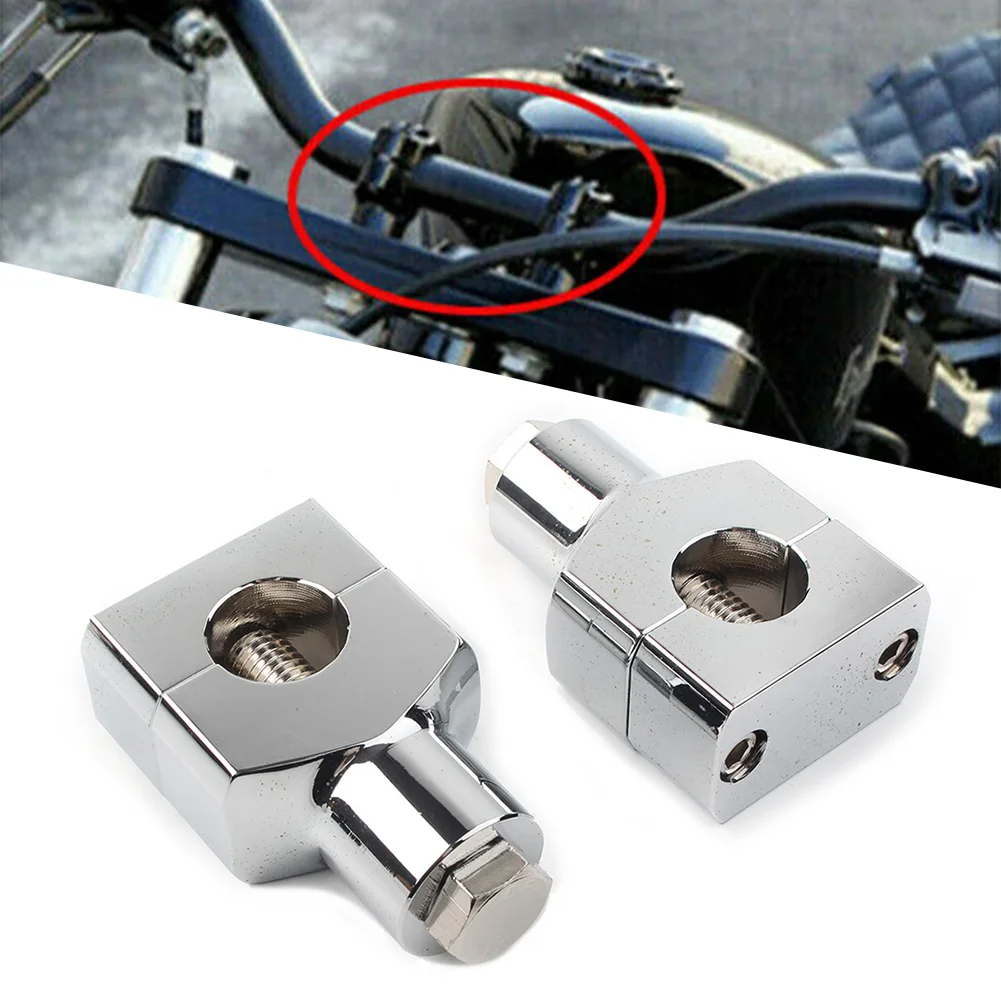 

2Pcs Motorbike 1" Handlebar Handle Bar Adapter Risers Clamp Mounts For Harley Fatboy Chrome Aluminum