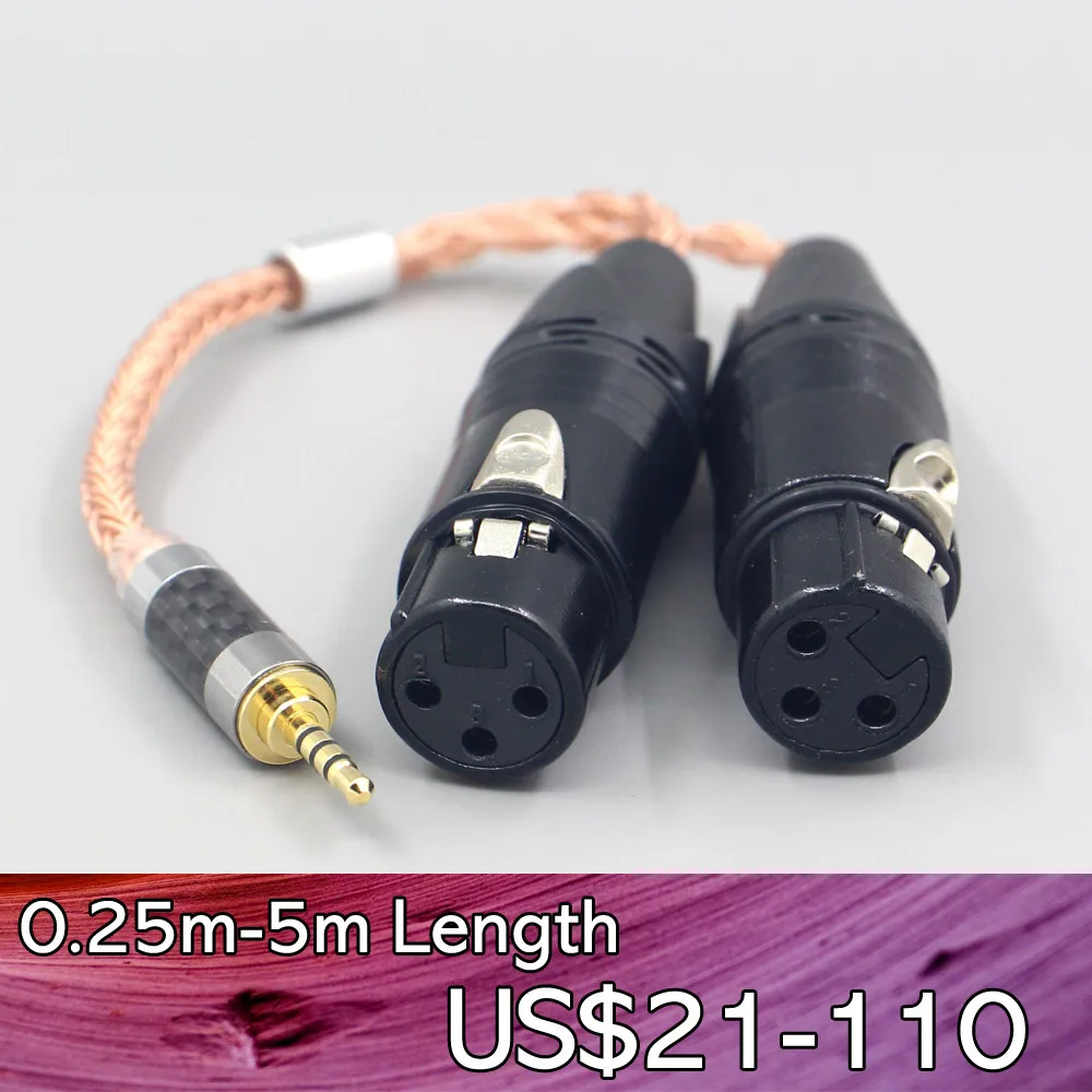 

LN007723 16 Core 99% 7N OCC Copper Earphone Cable For 3.5m 2.5mm 4.4mm 6.5mm To Dual XLR 3 pole Female Cable