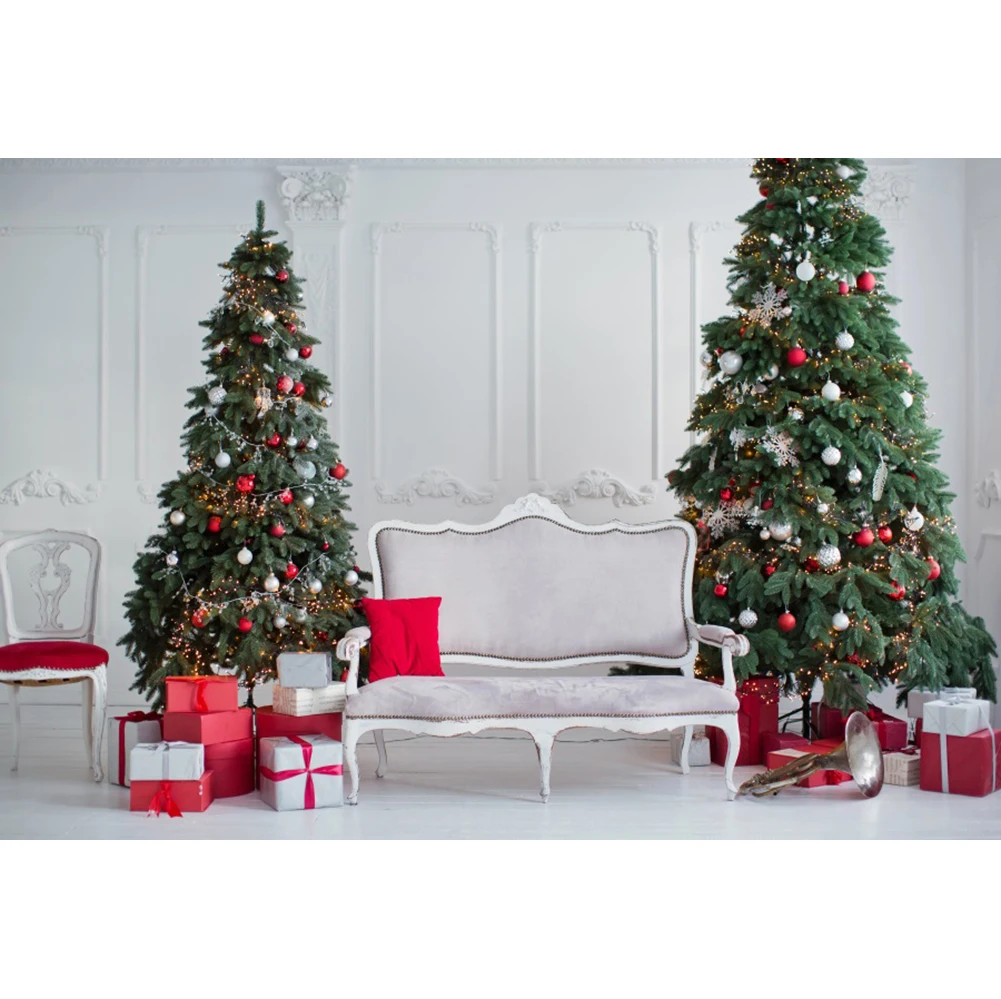 Laeacco Vintage Tường Nội Thất Cây Giáng Sinh Quà Tặng Sinh Nhật Cho Bé Đảng Phông Nền Chụp Ảnh Ảnh Nền Cho Studio Ảnh