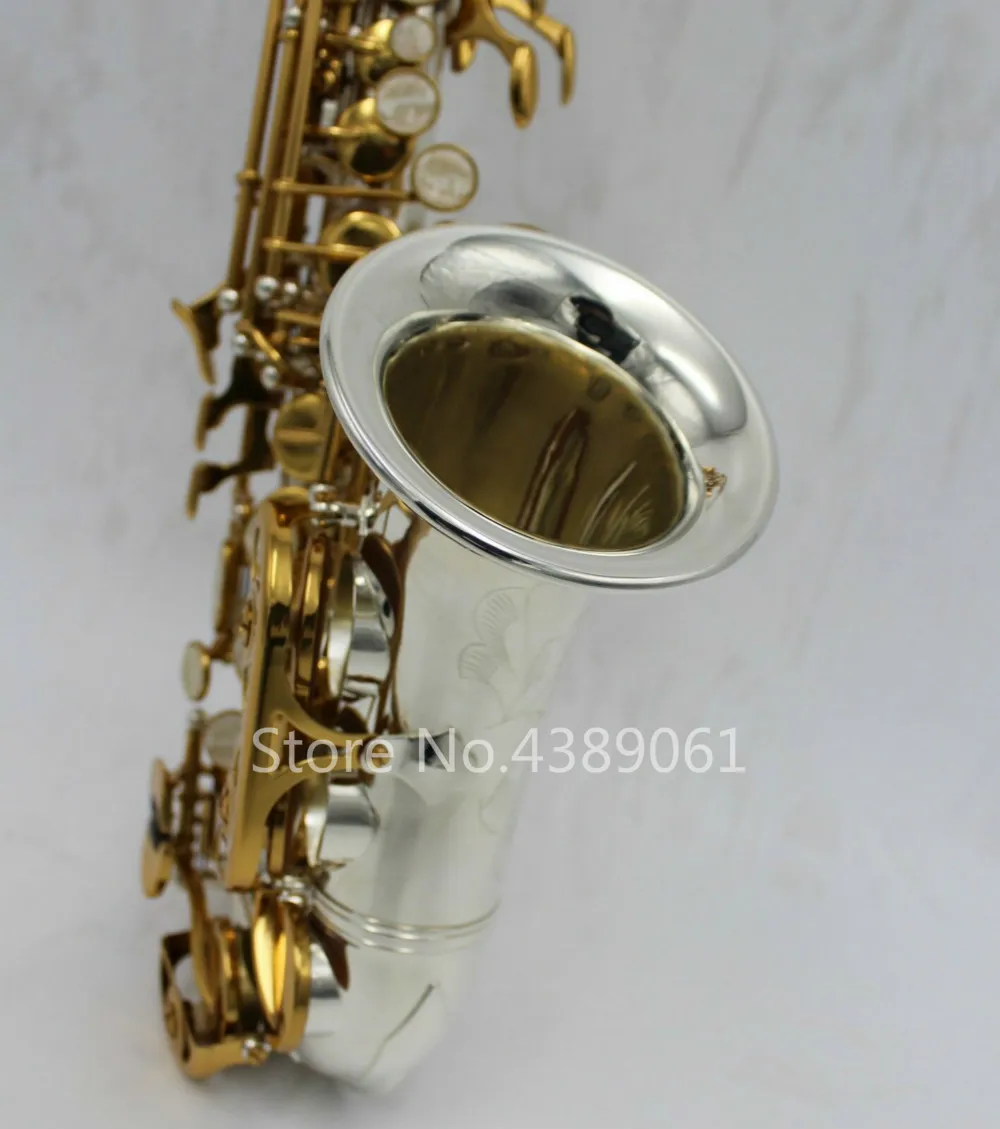 

New B Flat Soprano Saxophone Brass Nickel Plated Body Gold Lacquer Key Music Instruments Sax With Case Mouthpiece Free Shipping