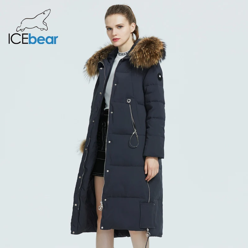 ICEbear-Casaco impermeável com gola de pele para mulheres, parka quente, roupas da moda, inverno, GWD20263D, 2023