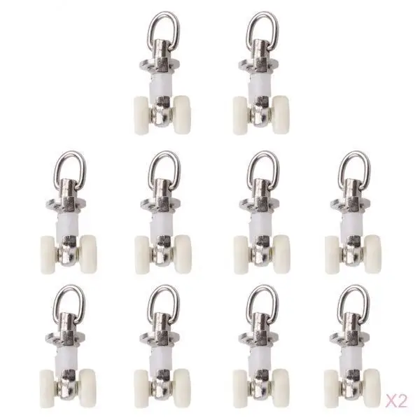 10/20pcs Alloy Curtain Track Glider Rail Slide Wheels Roller Silent Shower Drape Track Glider Runner Hooks Sliding Roller Hanger