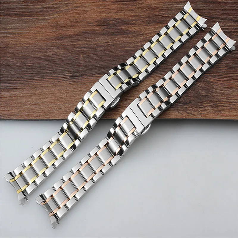 13 17 18 20 22 24 mm watch strap stainless steel rose gold silver bracelet Tiangang curved butterfly buckle bracelet For Dayjust