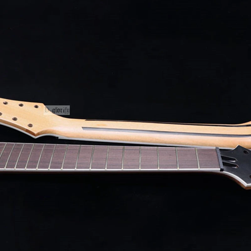 DIY Electric Guitar Neck with Rosewood Fingerboard, Mahogany Neck Assembly, 24 Fret, Accessories Part, 8 Strings