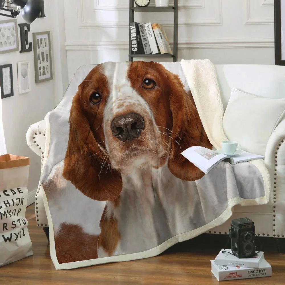 CLOOCL Blanket Animals Dogs Welsh Springer Spaniel 3D Print Throw Blanket Bedding Decoration Office Nap Blanket Sherpa Blanket