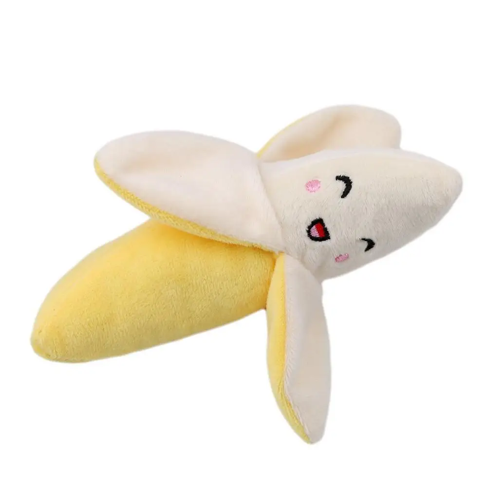 Pet Supply 1pc Plush Banana Shape Dog Squeak Sound Toys Fruit Interactive Cat Dog Toy