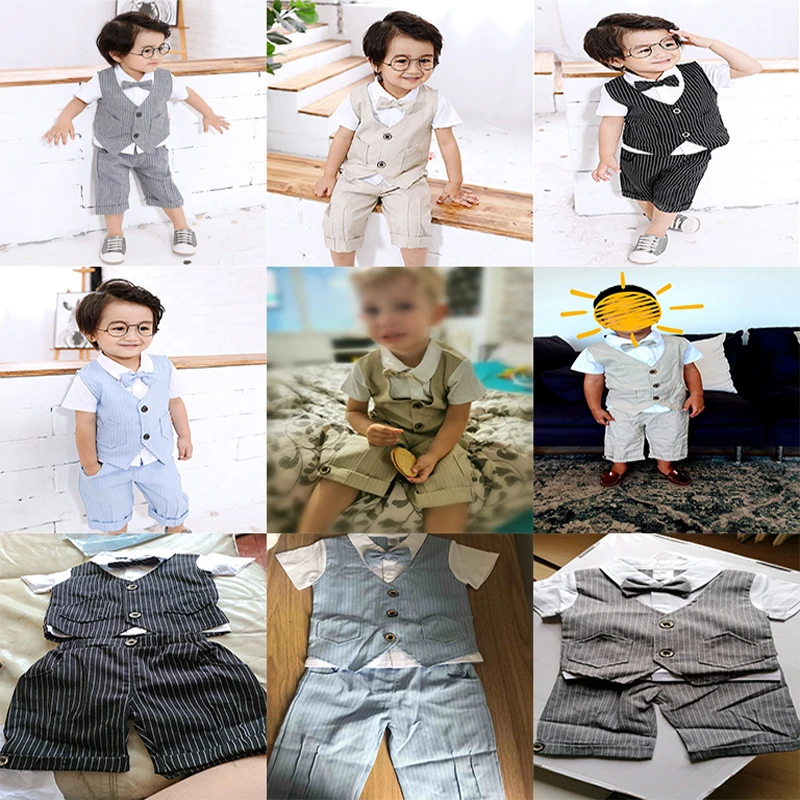 2PCS Baby Boy Clothes Set Infant Gentleman Outfit Kids Summer Boys Clothing Suit Children Wedding Baptism Birthday Gift Costume