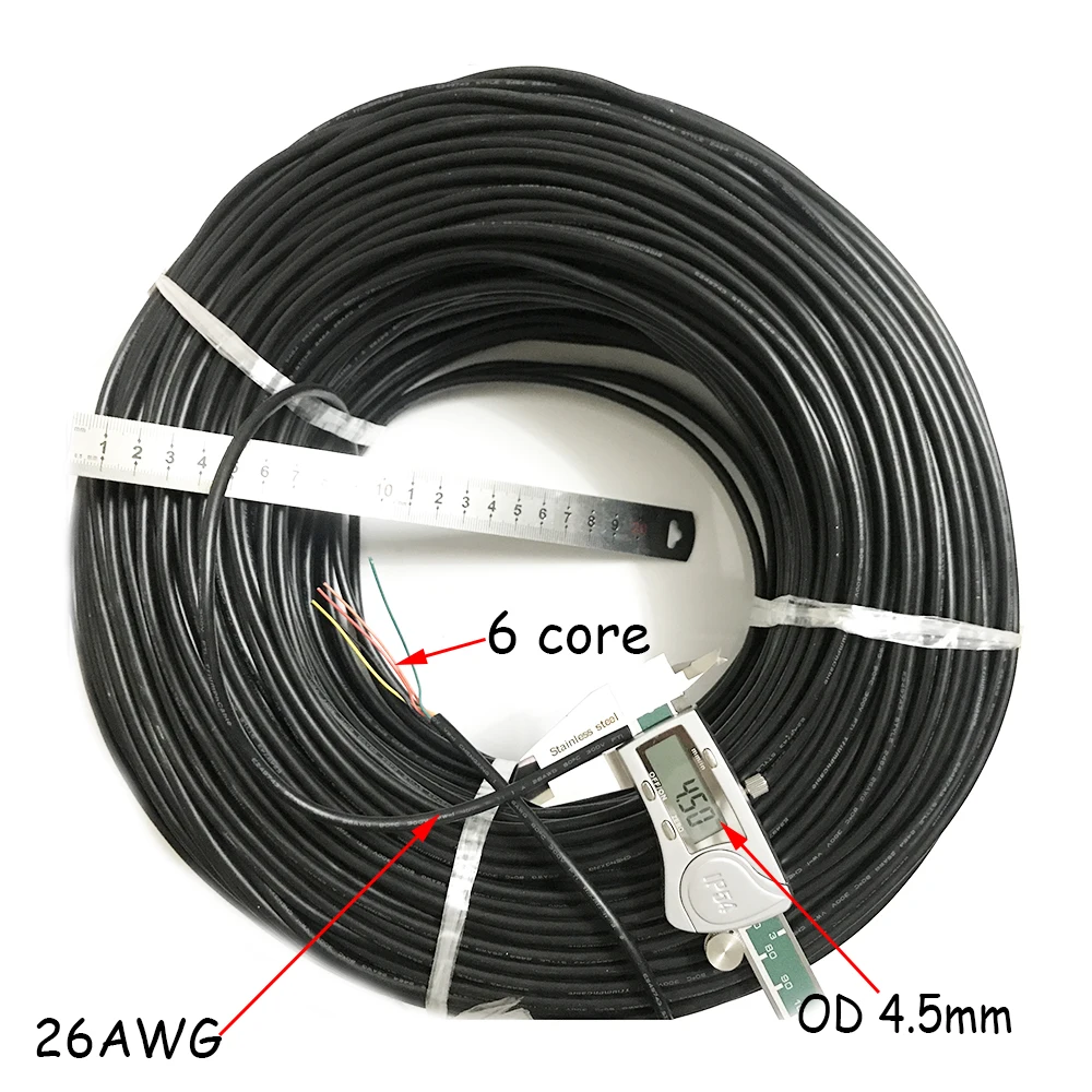 26AWG 28 AWG Signal Cable RVV 2/3/4/5/6/7/8/9/10 Cores TC Copper Conductor Electric RVV Black Sheathed Mounting Wire