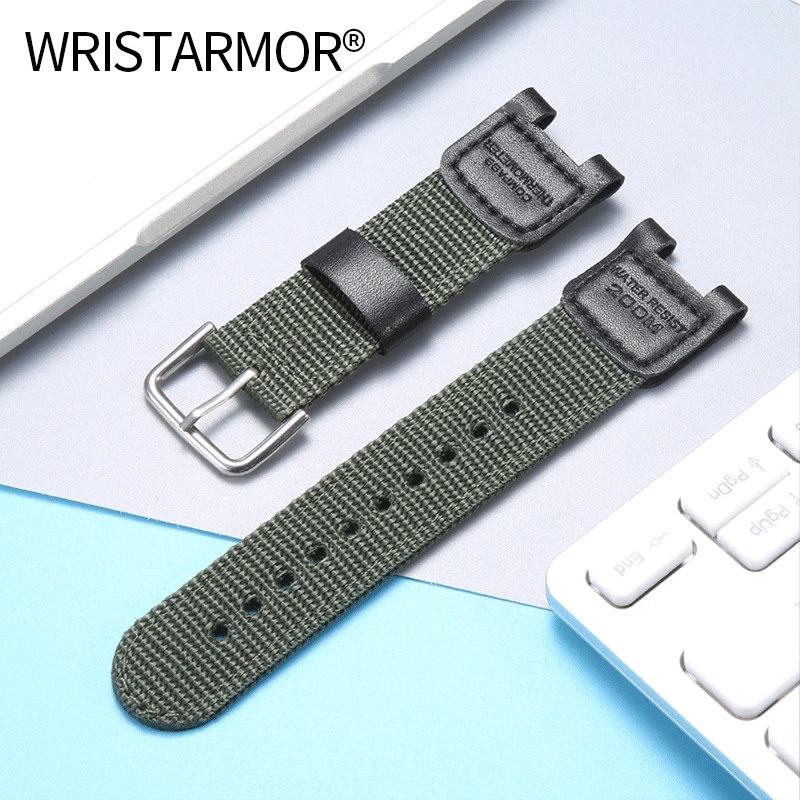 Lederen Band Voor Casio SGW-100 SGW100 SGW200 GW-3500B/3000B Nylon Canvas Band Roestvrij Stalen Gesp Horloge Accessoires