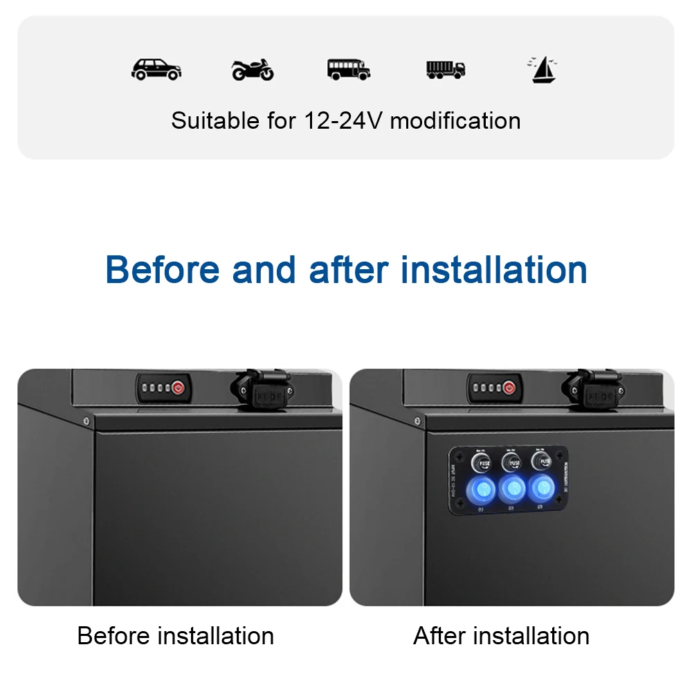 Car Switch Panel for Car Marine Truck Porous Toggle Switch Replaceable Fuse Holder DC 12-24V 3 Combination Auto Parts