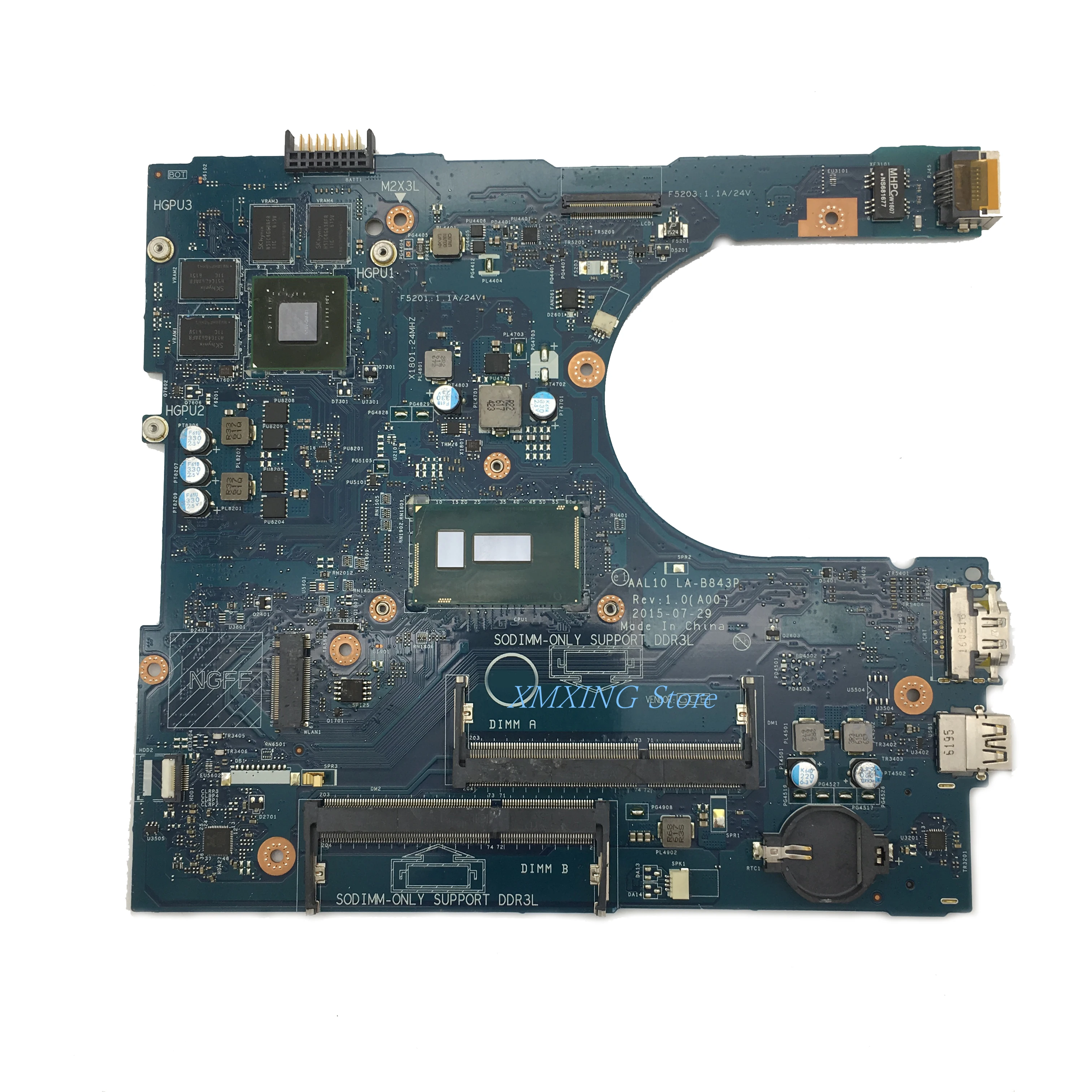 

FULCOL For DELL INSPIRON 5458 5558 Laptop Motherboard I3-5005U CPU AAL10 LA-B843P SR244 CN-0RF6GF 0RF6GF RF6GF Tested 100% work