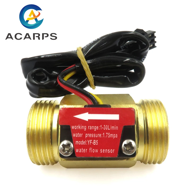 

3/4" Brass Water Flow Sensor 2.0MPa Hall Sensor Turbine Flowmeter DC5~18V Control Liquid Flow