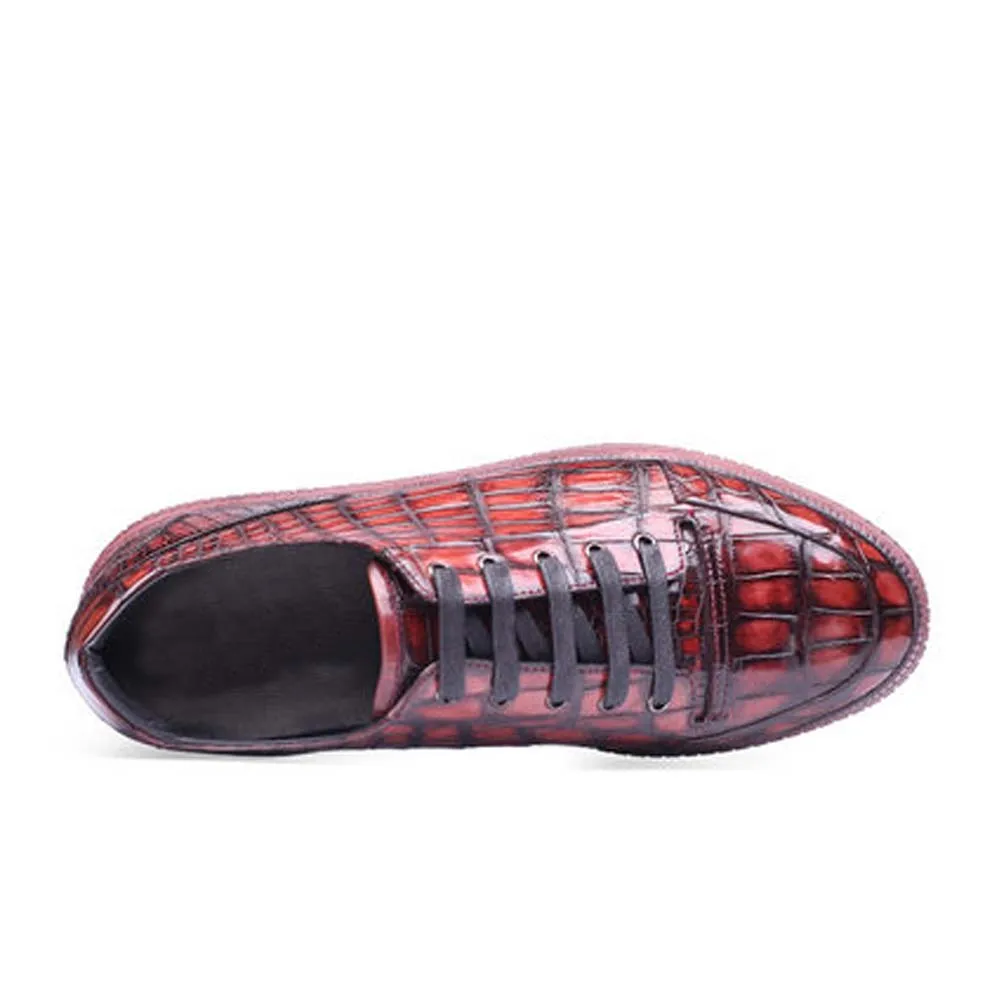 piliyuan crocodile  leather men crocodile shoes  fashion  Leisure shoes  high-grade  lace-up  male  Round head  Flat shoes