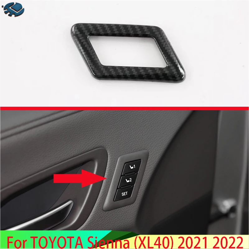 For TOYOTA Sienna (XL40) 2021 2022 Car Accessories Carbon Fiber Style Car Memory Recollection Seat Adjustment Knob Frame Trim