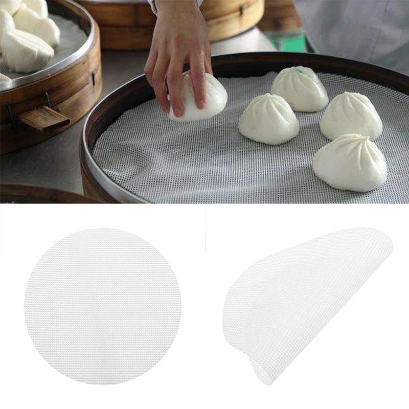 1 Stuks Siliconen Stomer Mat Non-Stick Pad Herbruikbare Ronde Broodjes Dumplings Mat Gebak Stoomboten Mat Mesh Bakmat Keukengereedschap