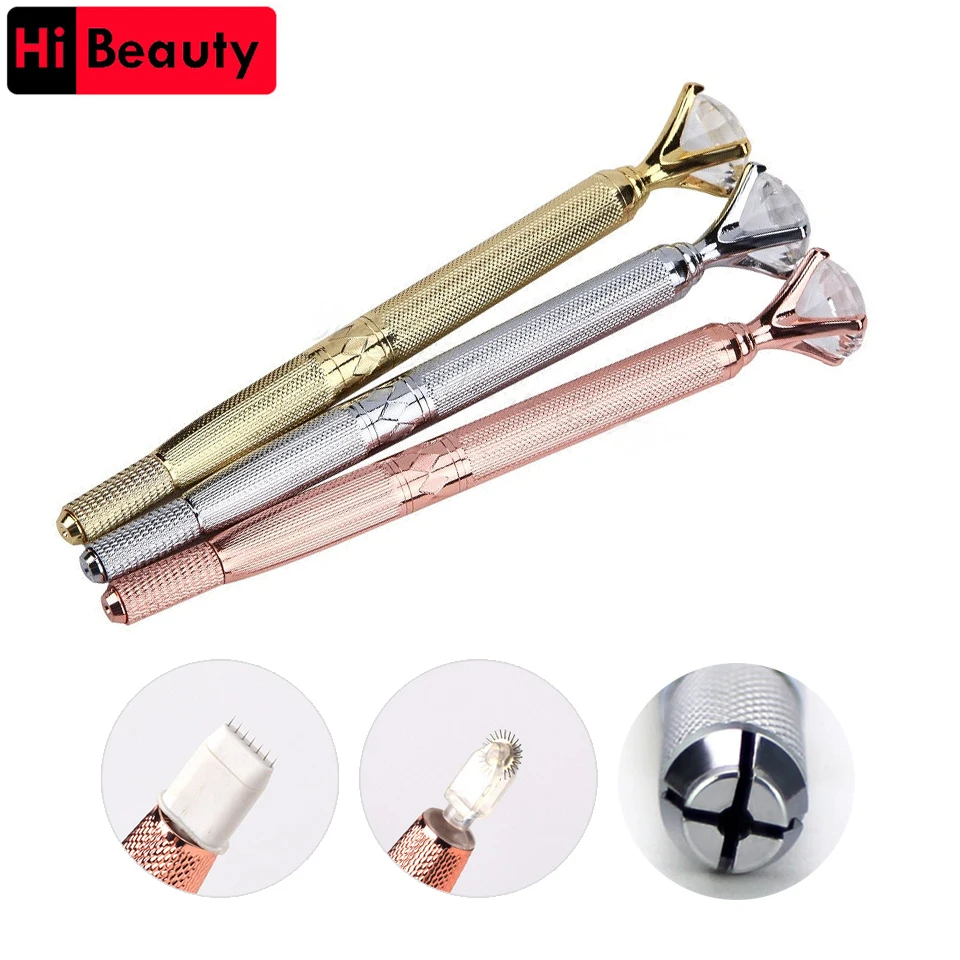 Stylo de tatouage manuel pour Microblading, accessoire de tatouage pour 3D, Semi-Permanent, ligne des lèvres, maquillage, Microneedling, diamant, 1 pièce