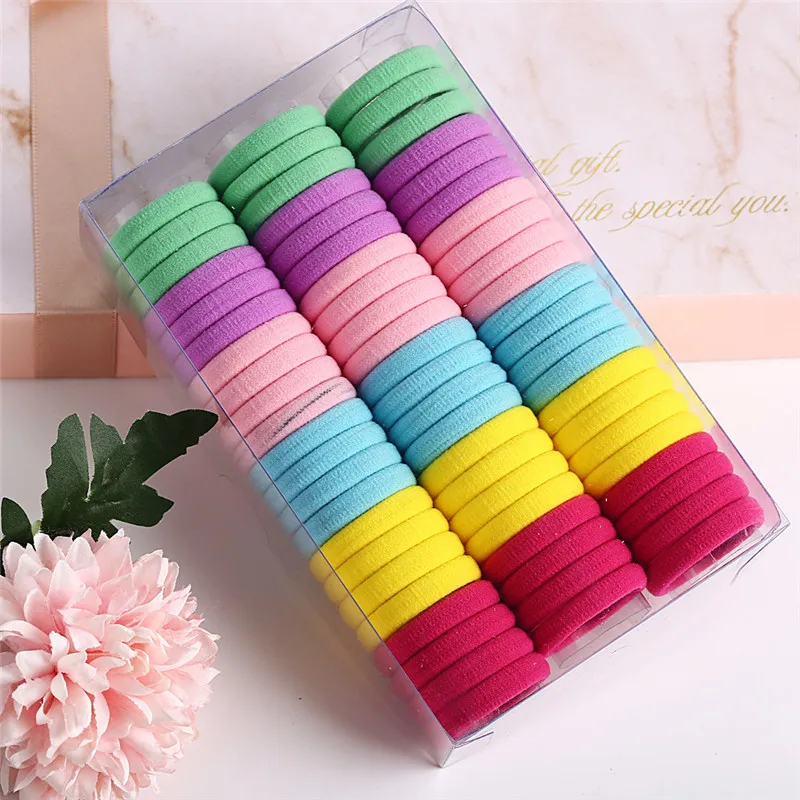 Fashion Pink Yellow Red Elastic Hairbands For Women&Girls Colorful Ponytail Holders Foldable Hair Band Set Hair Accessories