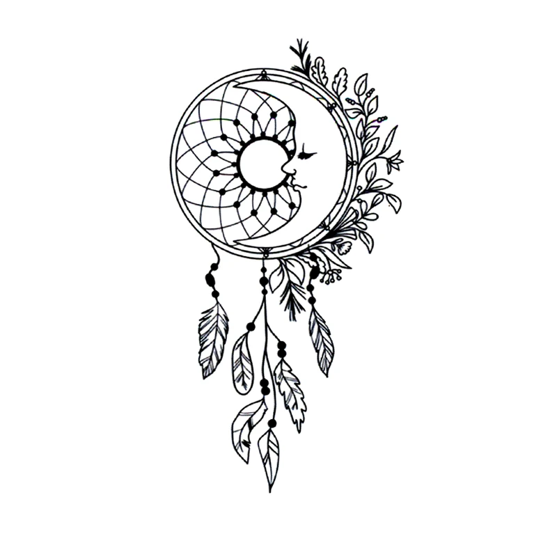 Luna Dreamcatcher Waterproof Temporary Tattoo Stickers Tatouage  Fake Tatoo Sticker Body Art Flash Tattoo Henna Tatoo Men