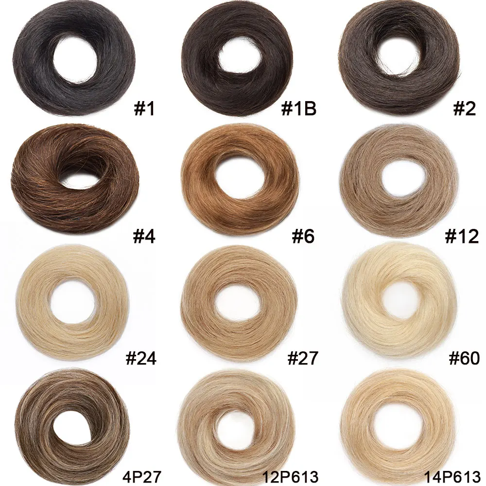 SEGO 100% Menschliches Haar Brötchen Elegante Chignon Scrunchies Haarpferdeschwanz Gerade Donut Updo Haar Stück Für Frauen 17g – Detail 4