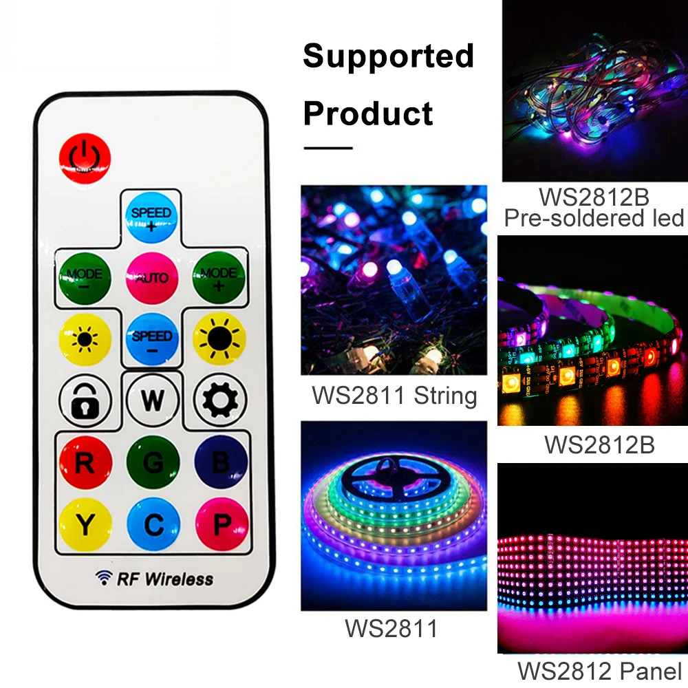 DC5V USB 17Keys Mini RF Controller Led Magic Color Wireless Remote For 3Pin Individually Addressable 5050 RGB Pixels Strip Panel