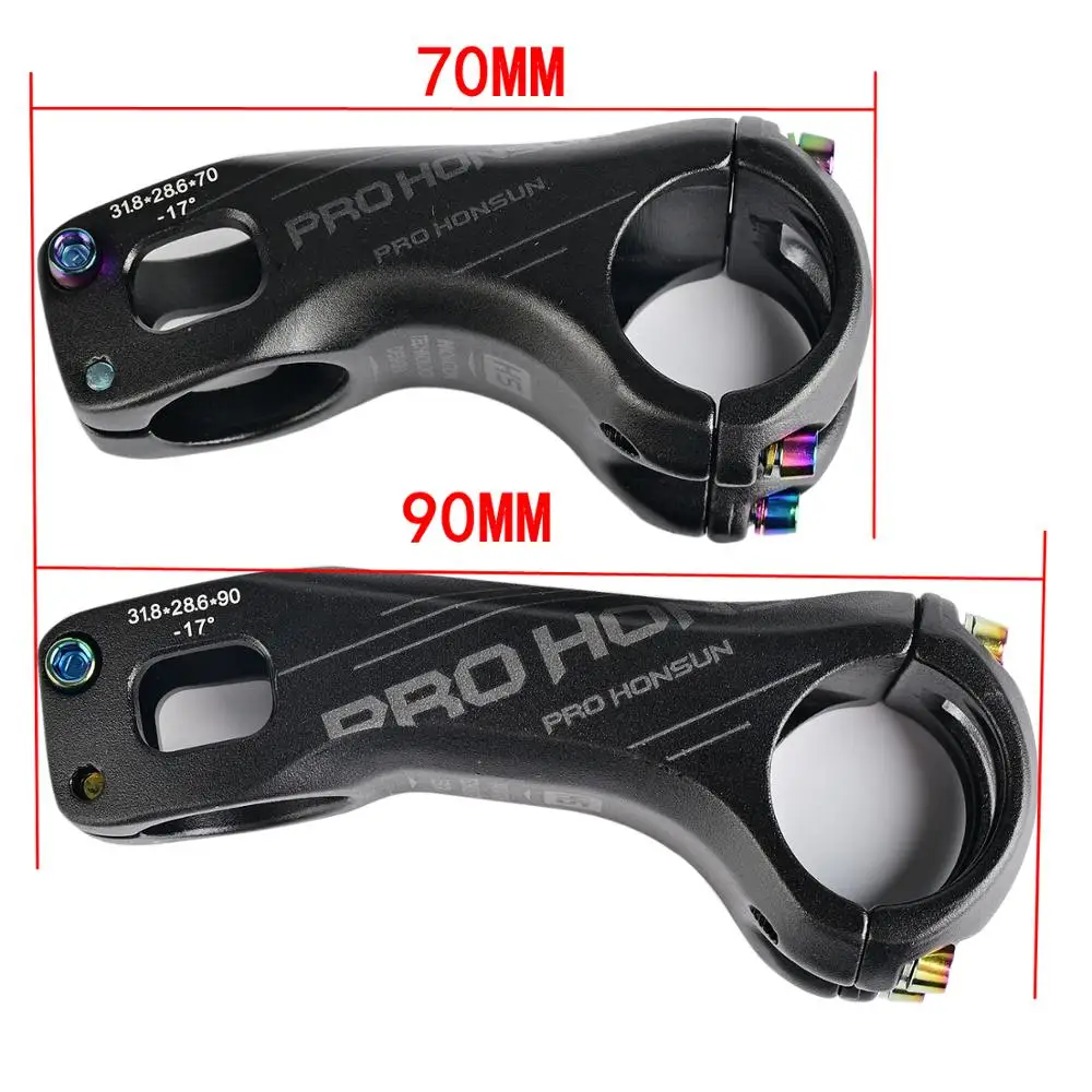 Aluminum Alloy Road Bicycle Stem Mountain Bike Stem17degree 70/ 90MM 31.8 * 28.6MM XC MTB AM Bicycle Handlebar mtb stem 4color