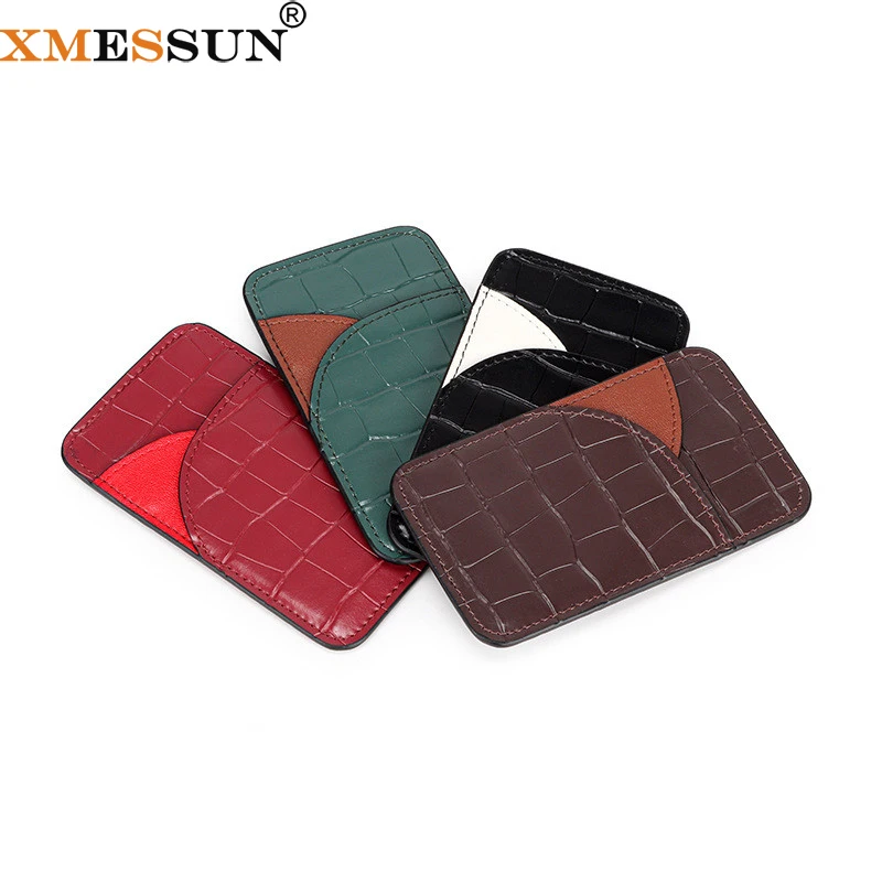 XMESSUN New ID Card Holder Credit Card Case Fashion Crocodile Pattern Genuine Leather Card Pack Bag Cowhide Skin Slim Wallet