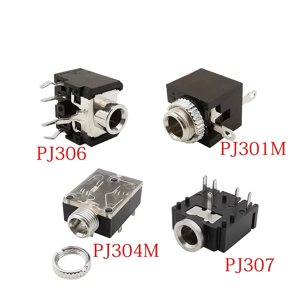 5Pcs/lot PJ301M/PJ306/PJ307/PJ324M 3.5mm 3/5 Pin Female Mono/Stereo Audio Headphone Jack Socket Adapter Connector