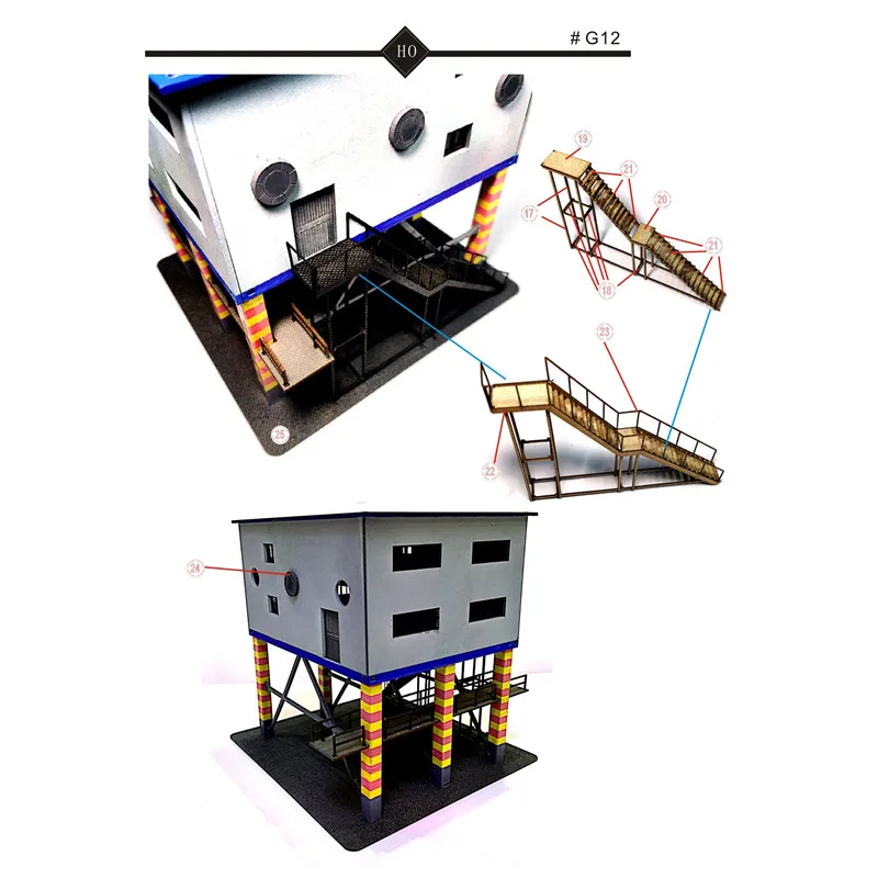 1:87 modelo de construção da zona de descarga escala ho, para mesa de areia, decorações da mesa 13.5*13*13.5cm g12