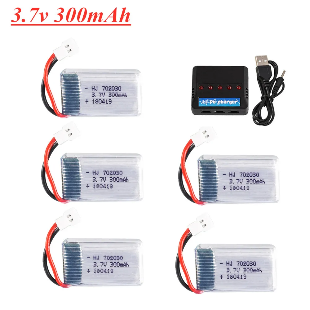 3.7V 300mAh 702030 يبو البطارية + 3.7v شاحن ل Udi U816 U830 F180 E55 FQ777 FQ17W Hubsan H107 Syma X11C FY530 RC Drone أجزاء