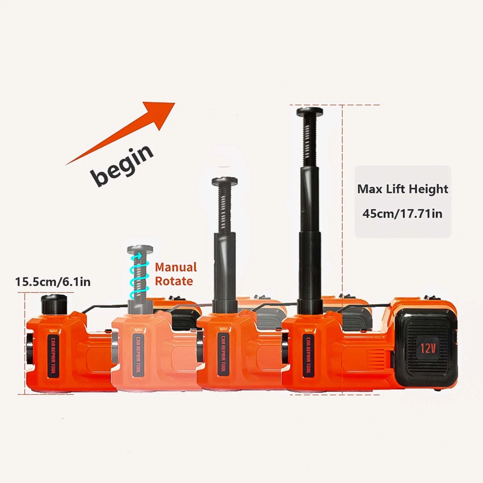 Household DC12V 5T 2 in 1 Electric Hydraulic Car Jack Easy-Operate Emergency Tool with Air Pump to Lift Car