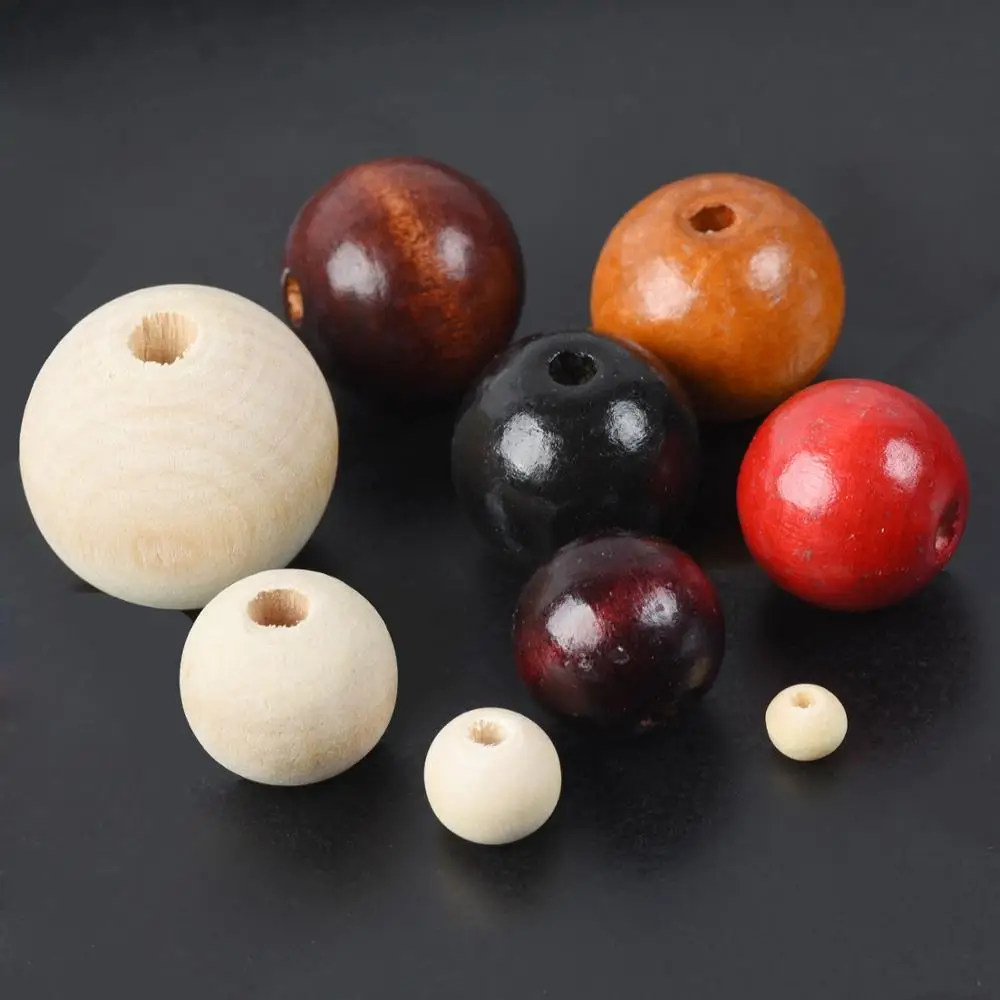 Round Natural Wood  6mm 8mm 10mm 12mm 14mm 16mm 18mm 20mm Loose Beads for DIY Crafts Jewelry Bracelet Making