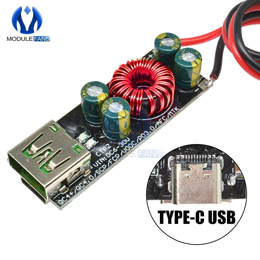 Type-C USB QC4.0 QC3.0 6V-35V Mobile Phone Quick Fast Charge Adapter Step Down Buck Boost Module For PD Qualcomm Board