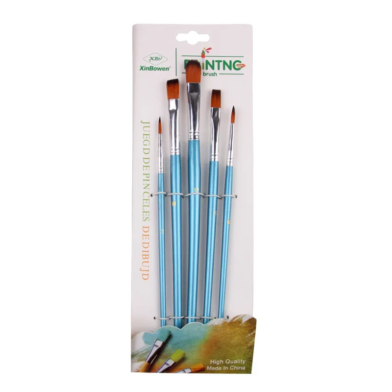 5 multi-head nylon hair brush sets watercolor acrylic panit brush level peak/Nail round/Hook line for art painting tools set