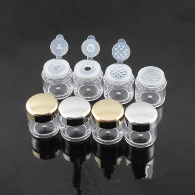 

10/30/50pcs 5G AS loose Powder Jars,Sifter Mesh Empty Diy nail art glitter Packing container Bright Gold silver cap