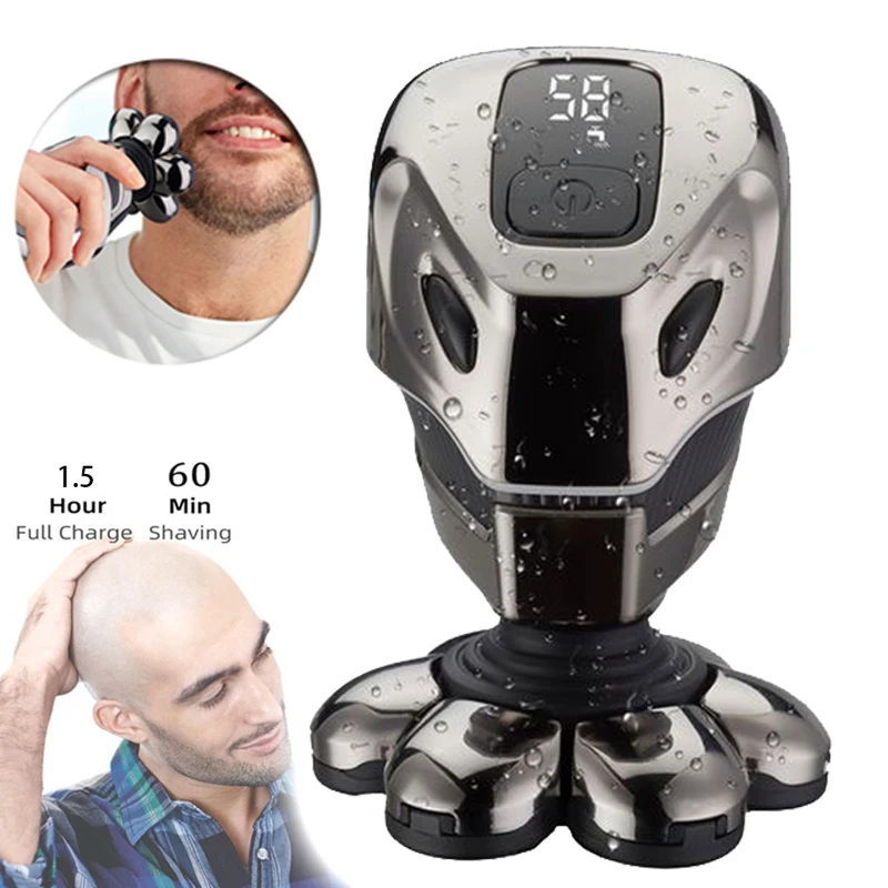 

Alien Shape Men's Electric Shaver USB Rechargeable Electric Razor Cordless Floating 7 Head Shavers Waterproof for Bald Trimmer