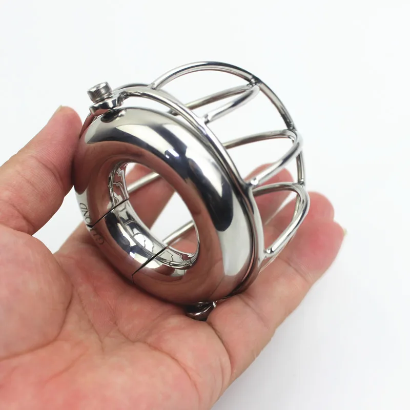 5 Sizes Stainless Steel Nets Cage Scrotum Weight Bearing Pendants Penis Protection Cover Ball Stretcher Sex Toys for Men BB-48