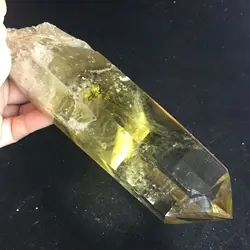 220g Rainbow NATURAL Raw Citrine Quartz Crystal Point Yllow Gemstone Wand Obelisk Healing