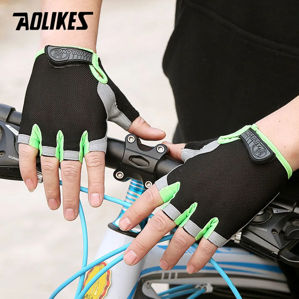 AOLIKES Cycling Gloves MTB Road Riding Gloves Anti-slip Camping Hiking Gloves Gym Fitness Sports Bike Bicycle Glove Half Finger