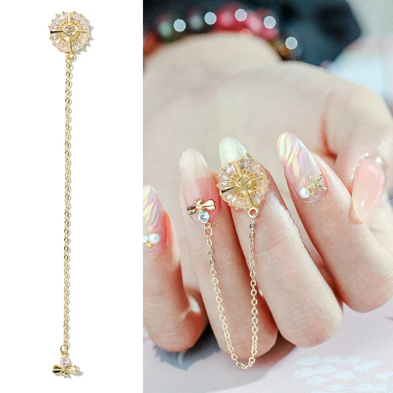 A Piece Of Shiny Zircon Nail Art Rhinestones Luxury Diamonds Tassel Chains Pearl Jewelry Nail Decorations Manicure Accessories