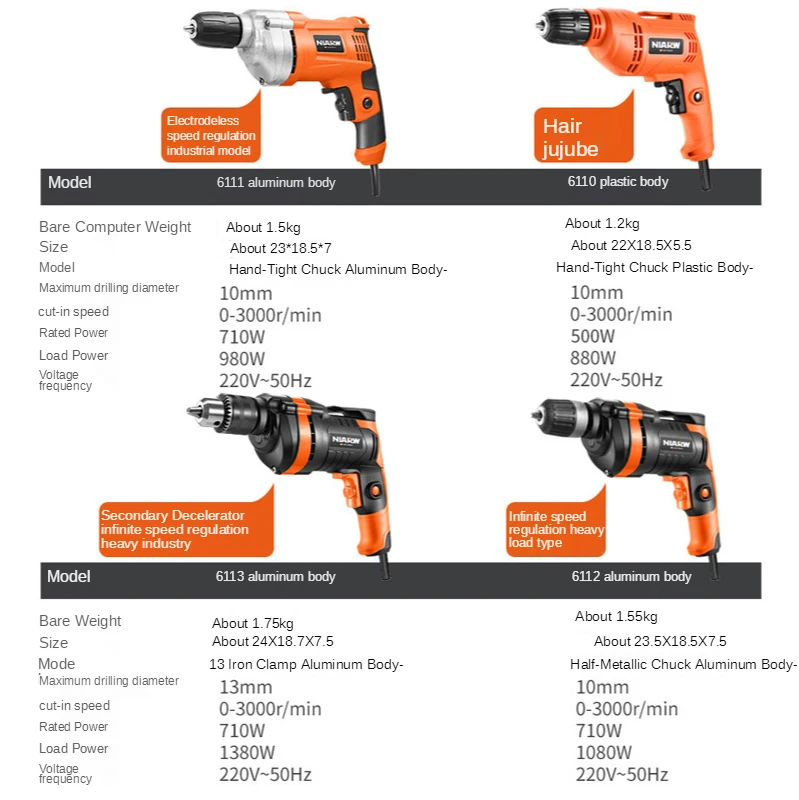 220V industrial grade multifunctional impact drilling and drilling power tools household electric drill