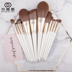 MyDestiny Makeup Brush-White Moon Series 12Pcs Soft Fiber Make up Brushes Set-High Quality Facial And Eye Makeup Pen-Fiber Hair