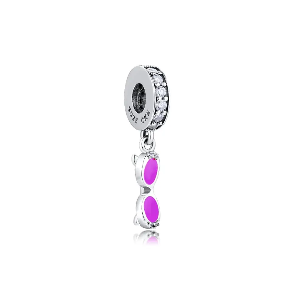 

CKK 100% 925 Sterling-Silver-Jewelry Sunglasses Dangle Charm DIY Fits for Making Charms Bracelets