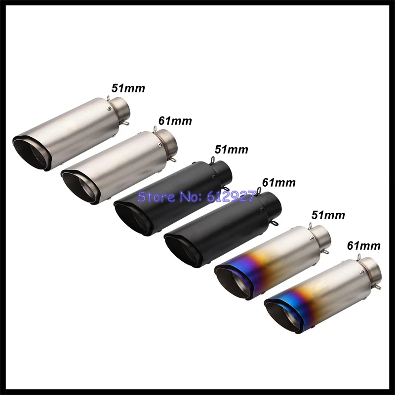 Inlet 51mm 61mm Motorcycle Exhaust Pipe Muffler Motorbike Slip On Escape Moto DB Killer Universal for MT07 MT09 MT10 Z1000 etc