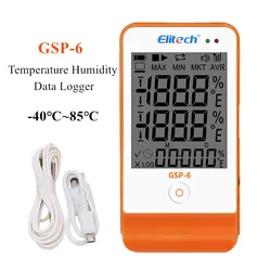 GSP-6 USB Temperature Humidity Data Logger with16000 Points Storage Capacity LCD Screen Temp Recorder Sensor for Food Chemicals