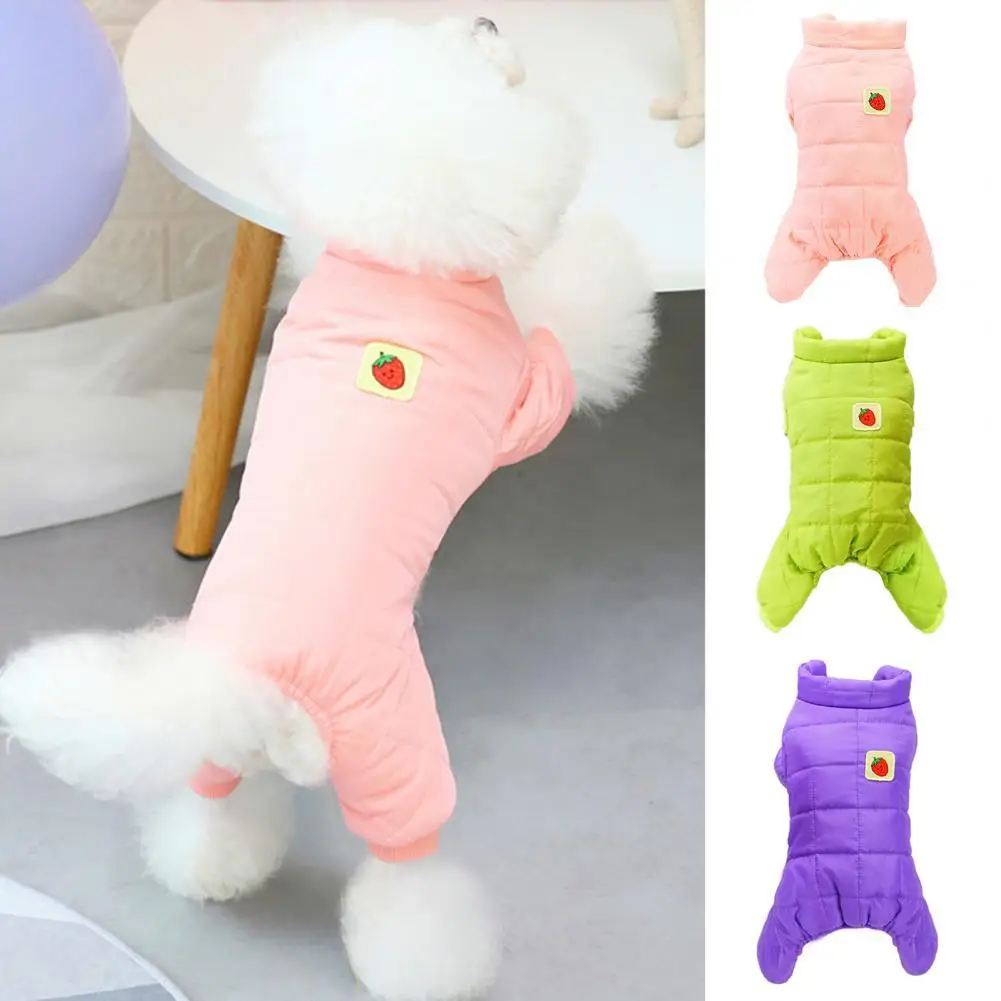 Pet Dog Jumpsuit Winter Jacket Warm Clothes Coat Jacket Pet Romper Strawberry Pattern Soft Texture Pet Dog Warm Jumpsuits Outfit