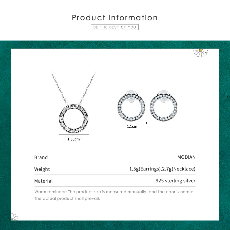 Modian-Boucles d'oreilles en argent regardé 925 pour femme, ensemble de bijoux, pendentif, collier fin