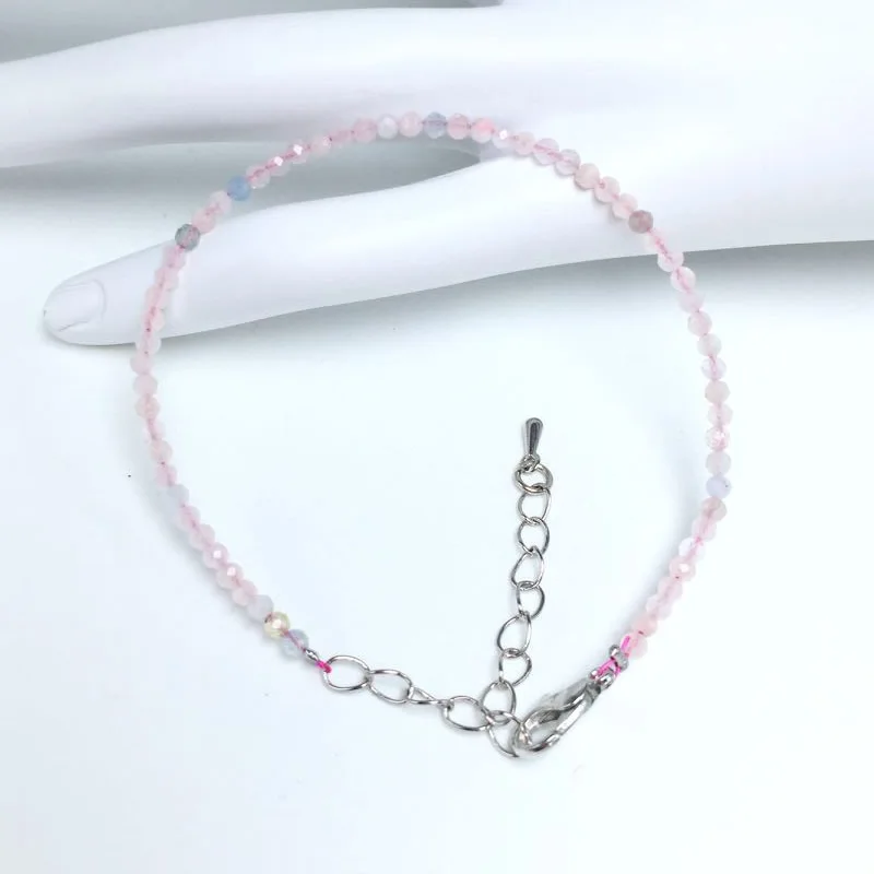 Naturstein Rosenquarz Amethyst 2/3/4mm Kleine Runde Steine Armband Mini-Armband Geeignet als Geschenk für Männer und Frauen – Detail 34