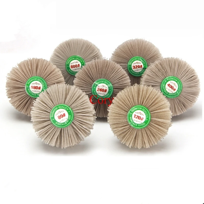 

1PC 80-600#Polished flower head abrasive nylon DuPont silk wear brush wood root embossed polishing wheel grinding