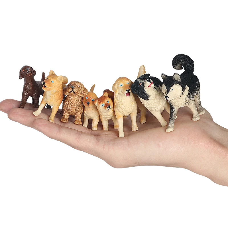 Oenux 8PCS Haustier Hund Tiere Modell Action Figure Welpen Shiba Inu Husky Dackel Figuren Nette Miniatur Sammlung Kinder Spielzeug