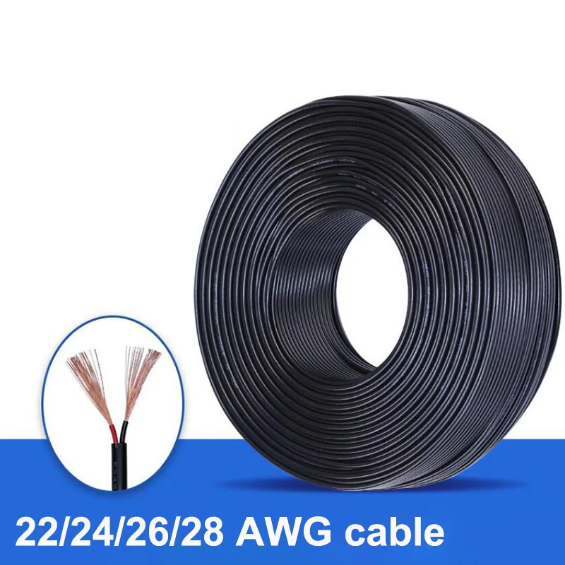 1/5M DC Power cable connector Wire Copper Insulated PVC 2 Pin Extension Cord for USB Fan LED Light Strip 22/24/26/28AWG 1/2/3A